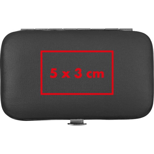 Svart PU-manikyrset i etui med stängning.