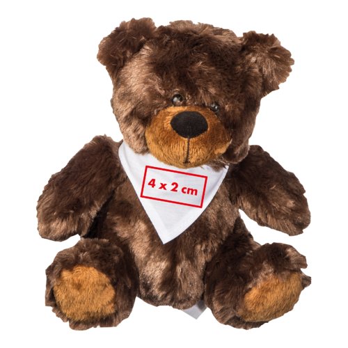 Brun teddybjörn i plysch med halsduk.