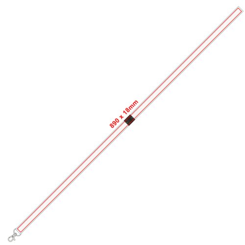 Svart polyester-lanyard med karbinhake.